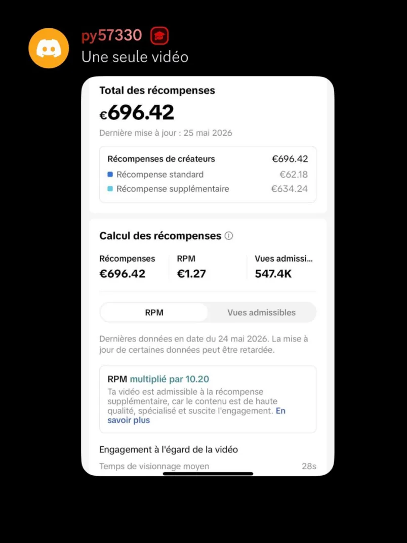 Résultat d'un membre TikTok Success