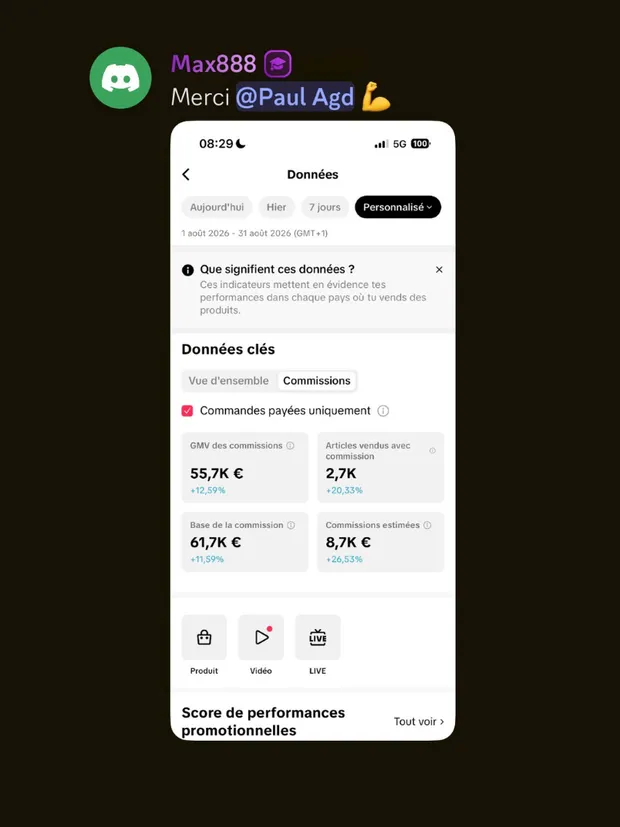 Résultat d'un membre TikTok Success