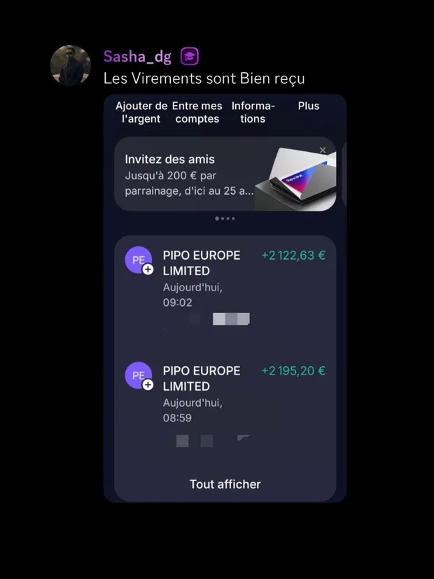 Résultat d'un membre TikTok Success
